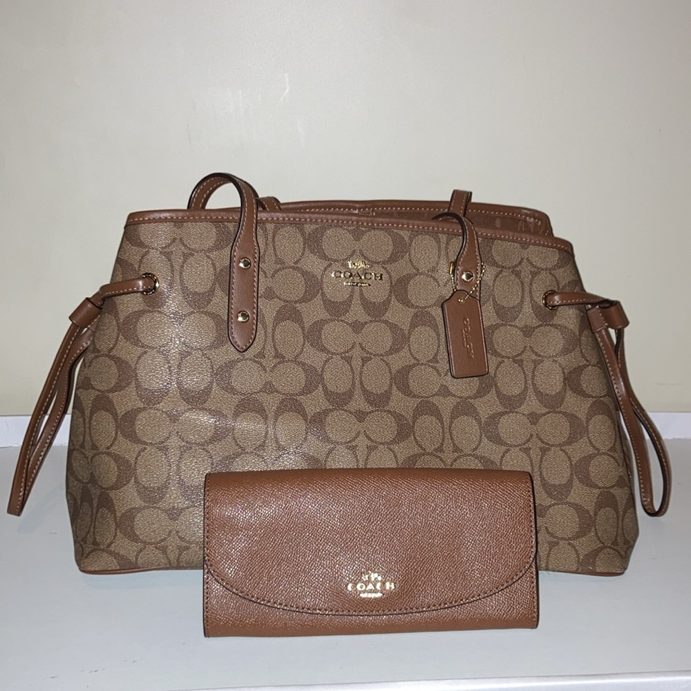 🍪 COACH Set 🍪 Drawstring Carryall Signature Purse & Wallet - Picture 4 of 16